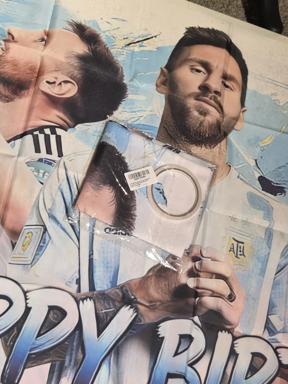 Lionel Messi Argentina Poster Banner - Light Blue & White